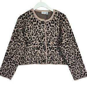 NWT Saint Tropez Leopard Jacquard Cardigan – Black | Size small